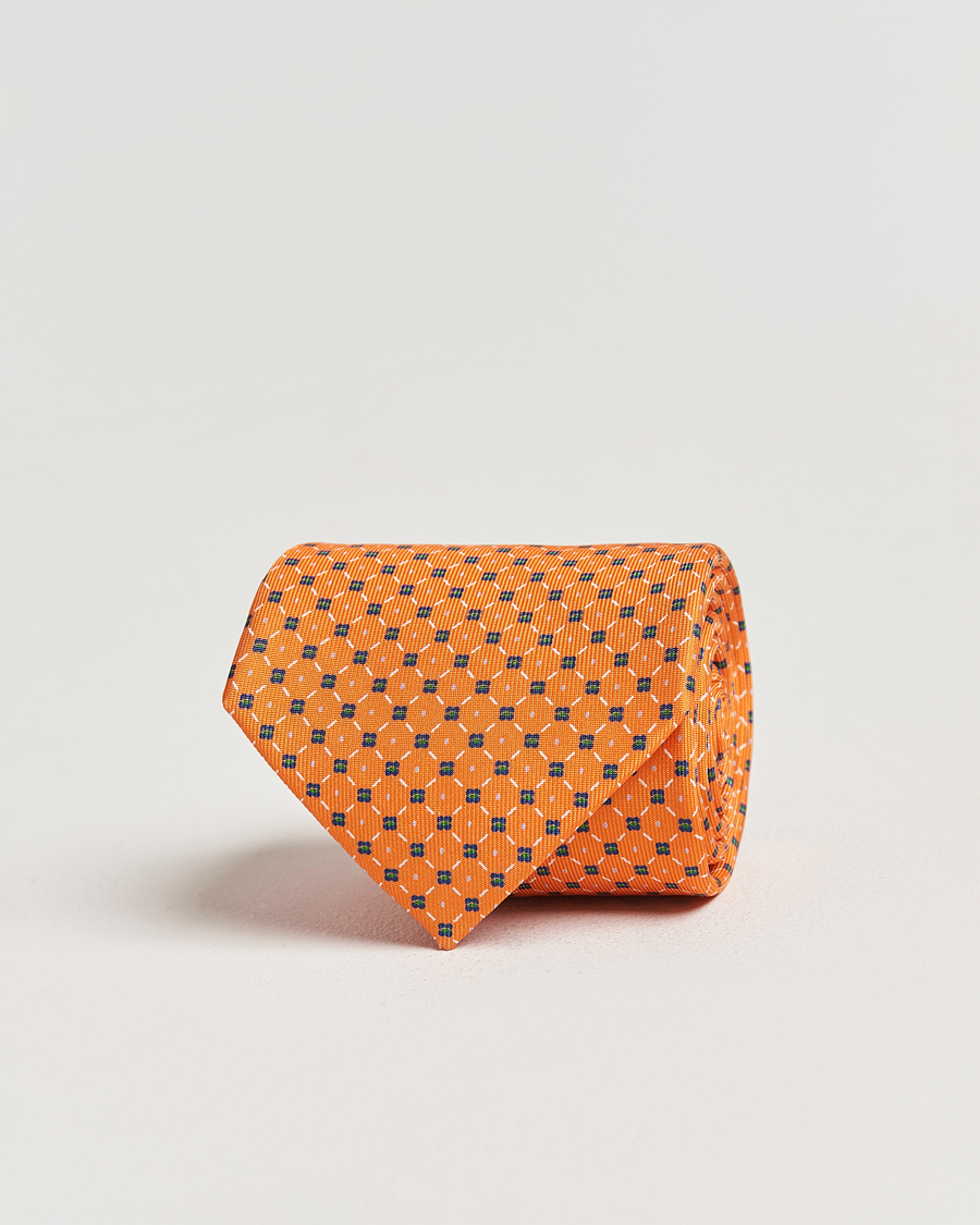 Heren | Stropdassen | E. Marinella | 3-Fold Printed Silk Tie Orange