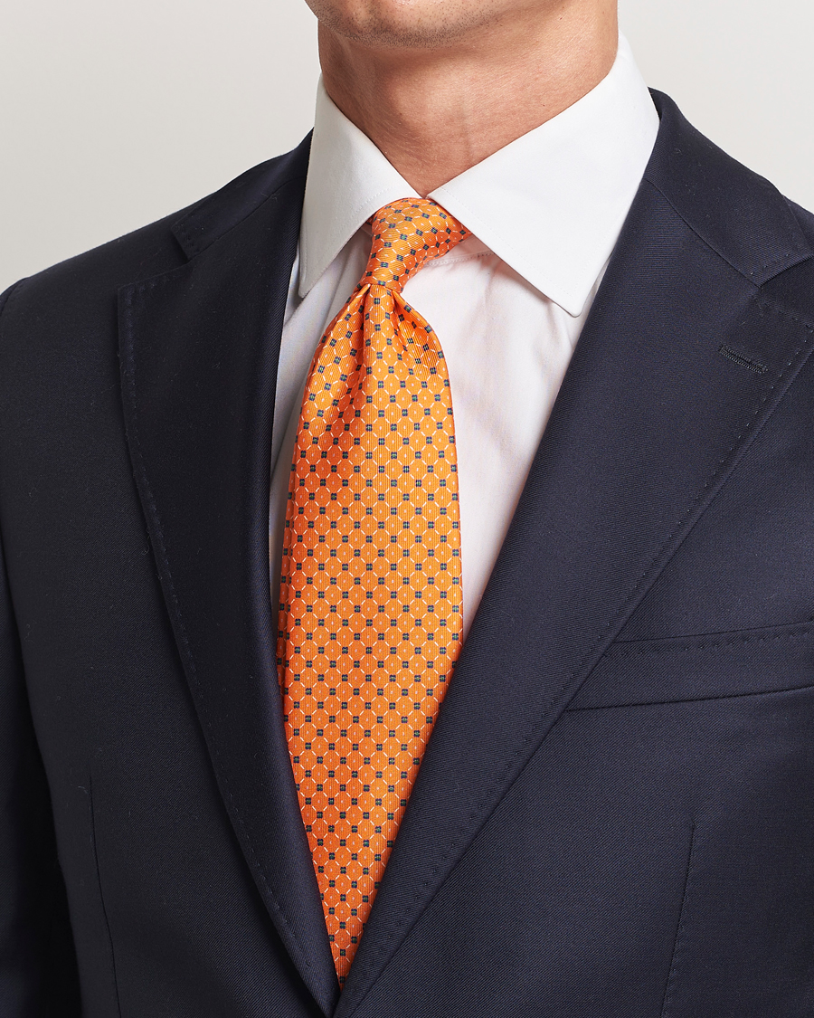 Heren | Stropdassen | E. Marinella | 3-Fold Printed Silk Tie Orange