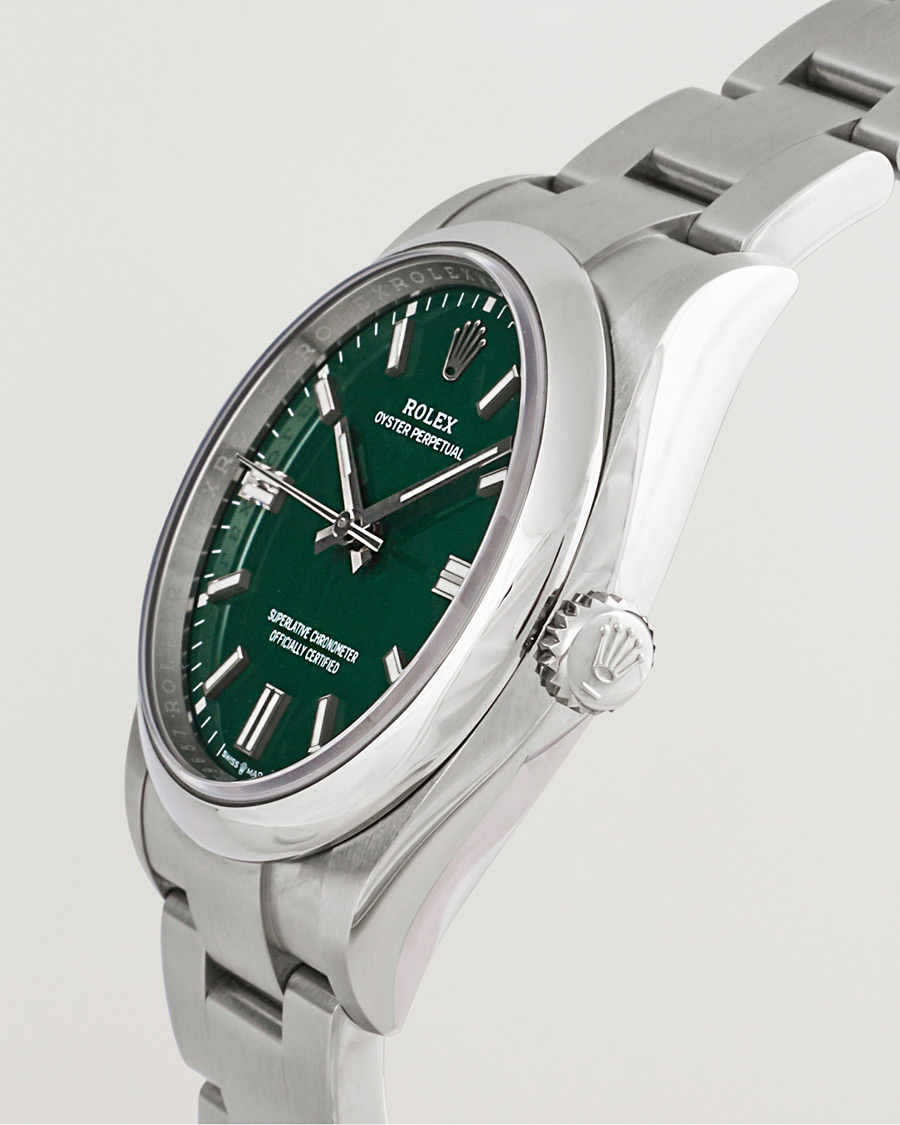 Heren | Rolex Pre-Owned Oyster Perpetual 36 126000 Steel Green Silver | Rolex Pre-Owned | Oyster Perpetual 36 126000 Steel Green Silver