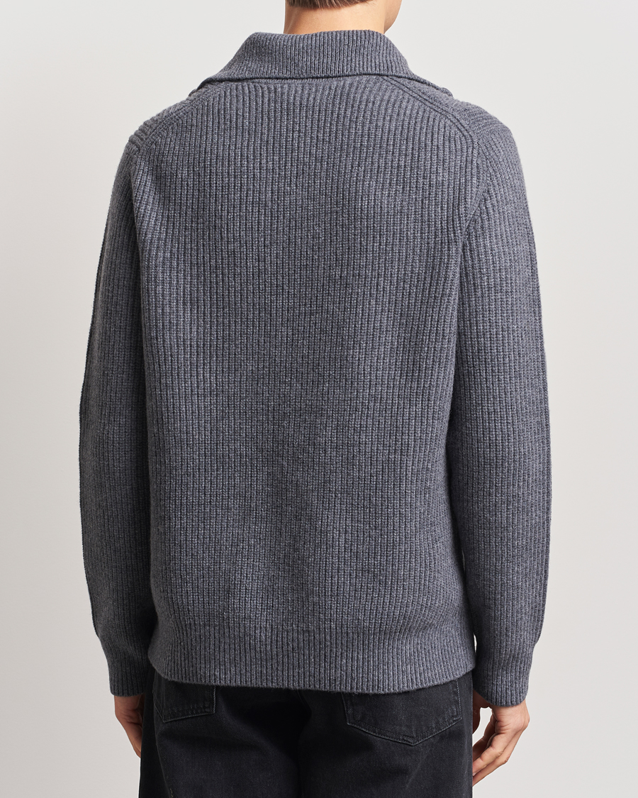 Heren | Truien | Samsøe Samsøe | Jacks Merino Rib Knitted Half Zip Charcoal