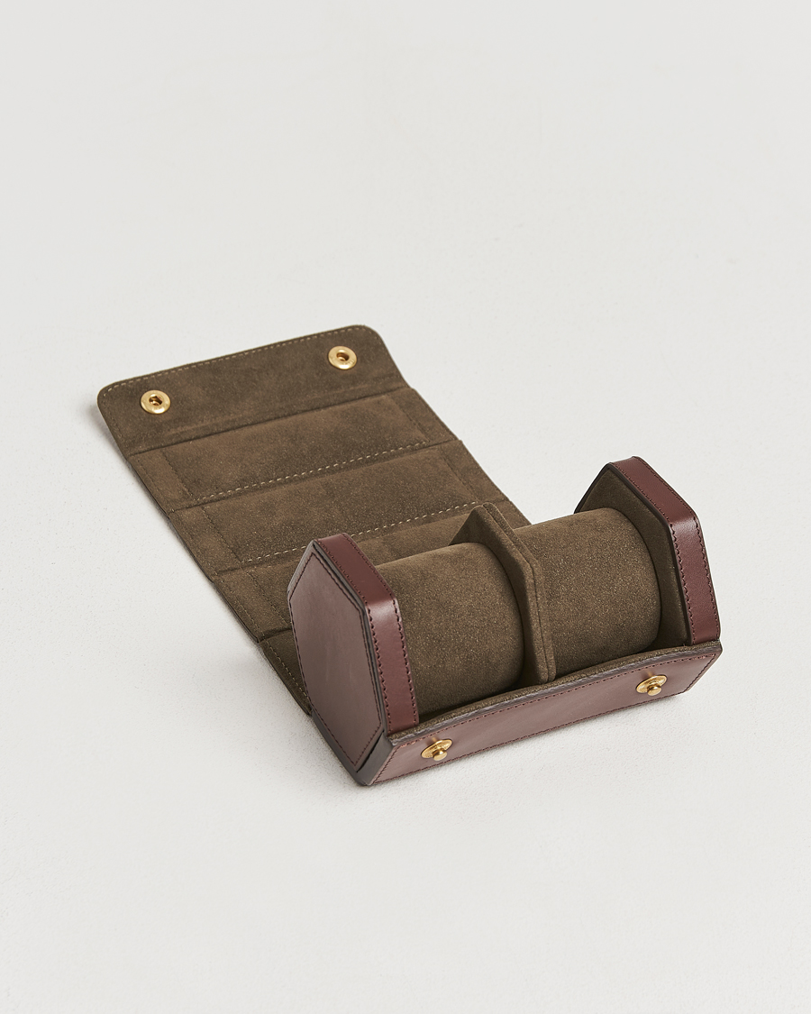 Heren | Horloge opwinders en dozen | Bennett Winch | Double Watch Roll Brown