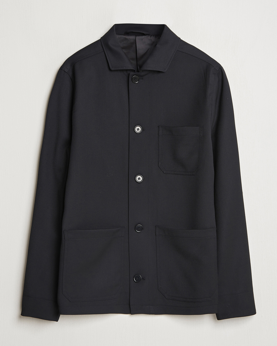 Heren | Jassen | Filippa K | Louis Wool Gabardine Shirt Jacket Black