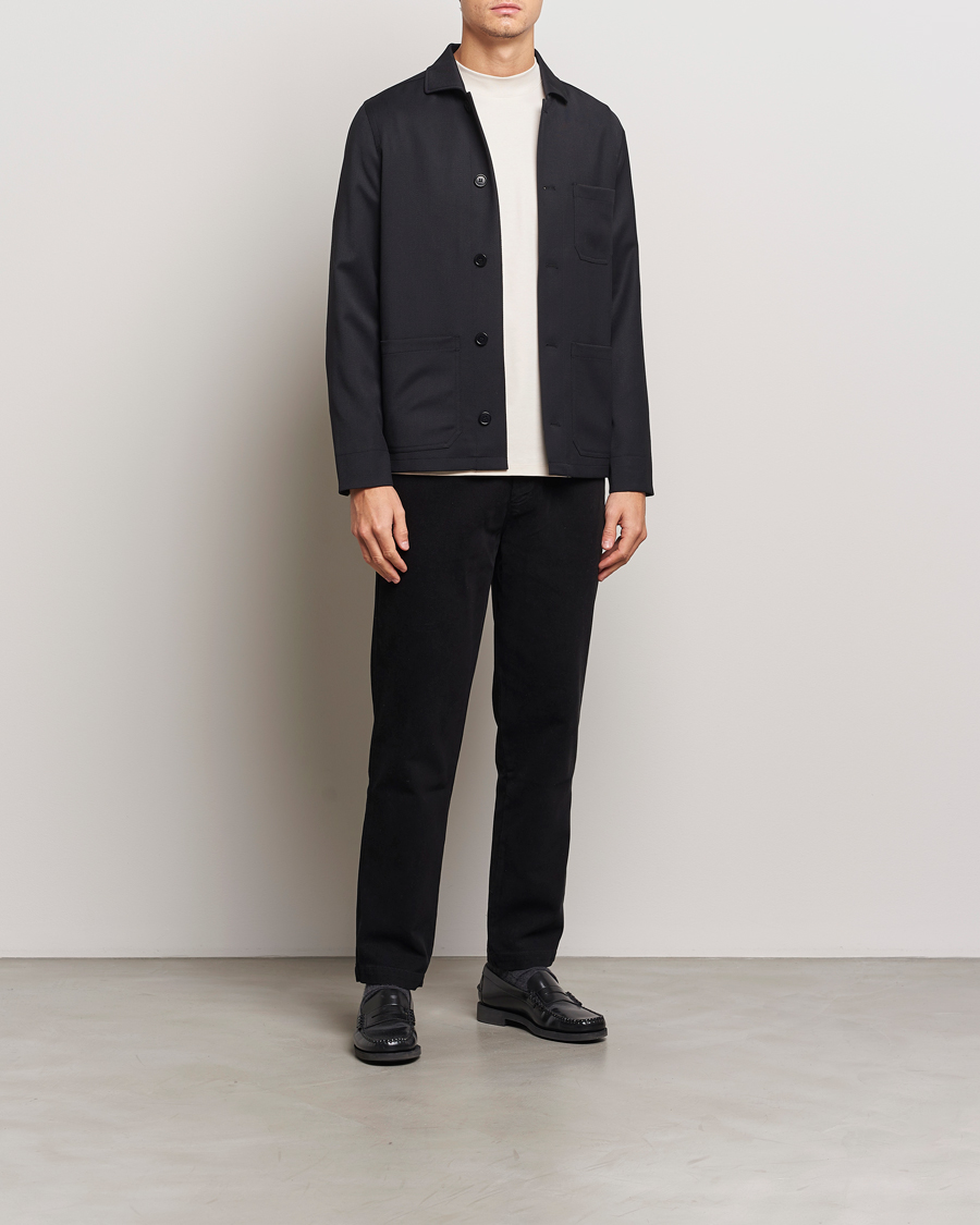 Heren | Jassen | Filippa K | Louis Wool Gabardine Shirt Jacket Black