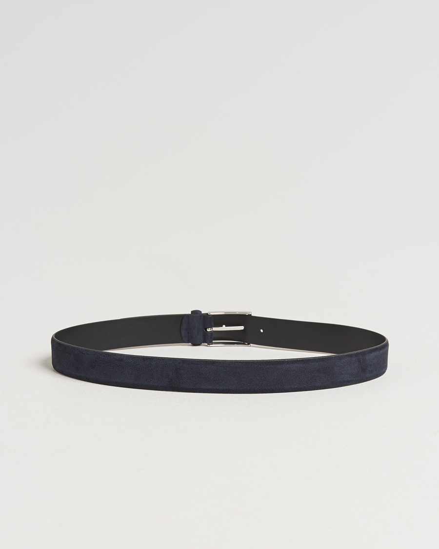 Heren | Riemen | Anderson's | Calf Suede 3,5 cm Belt Navy