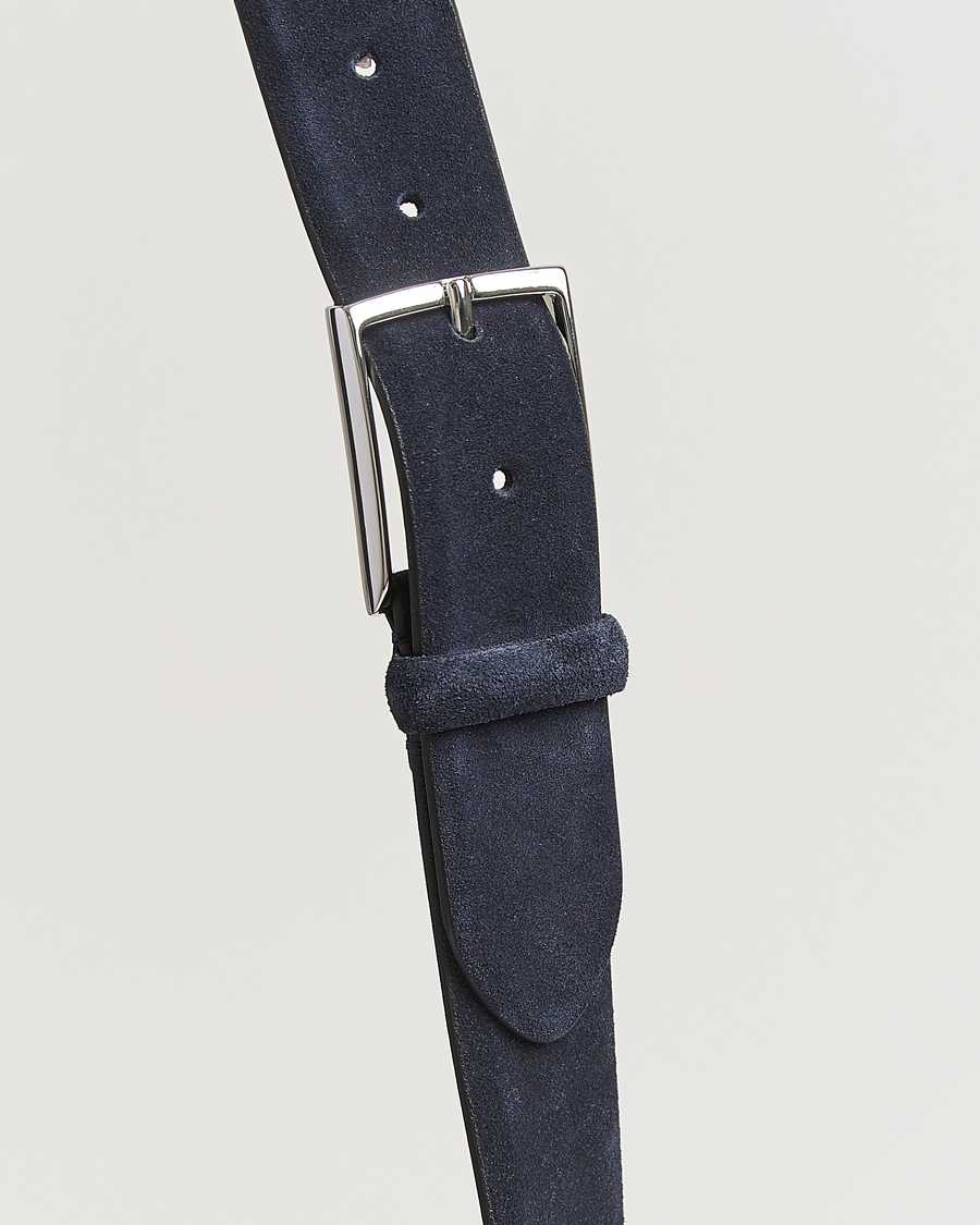 Heren | Riemen | Anderson's | Calf Suede 3,5 cm Belt Navy