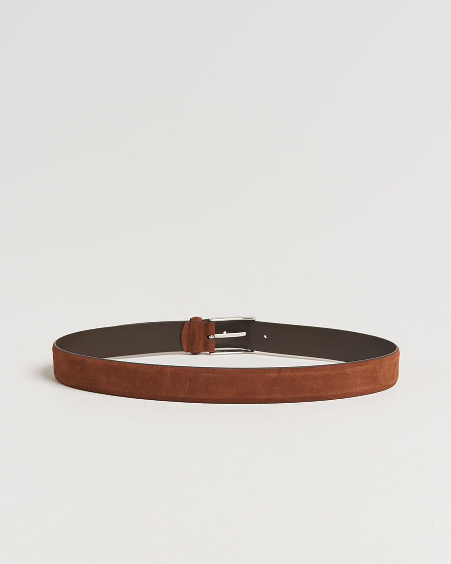 Heren | Riemen | Anderson's | Calf Suede 3,5 cm Belt Tobacco