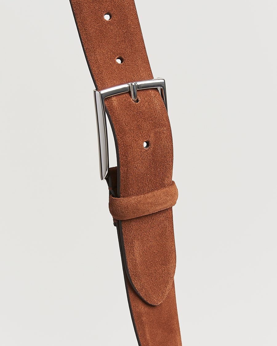 Heren | Riemen | Anderson's | Calf Suede 3,5 cm Belt Tobacco