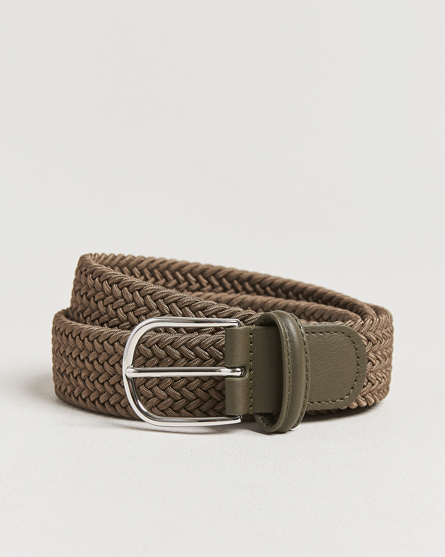 Heren | Riemen | Anderson's | Stretch Woven 3,5 cm Belt Khaki