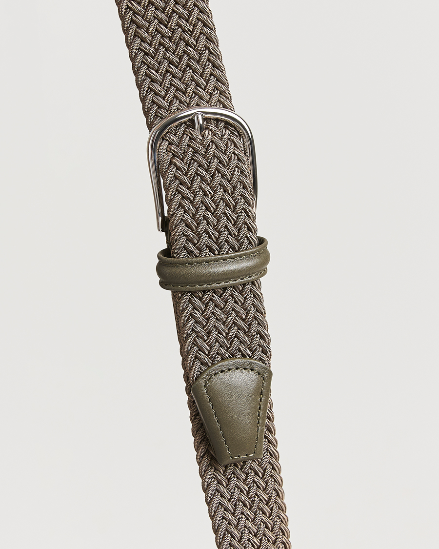 Heren | Riemen | Anderson's | Stretch Woven 3,5 cm Belt Khaki