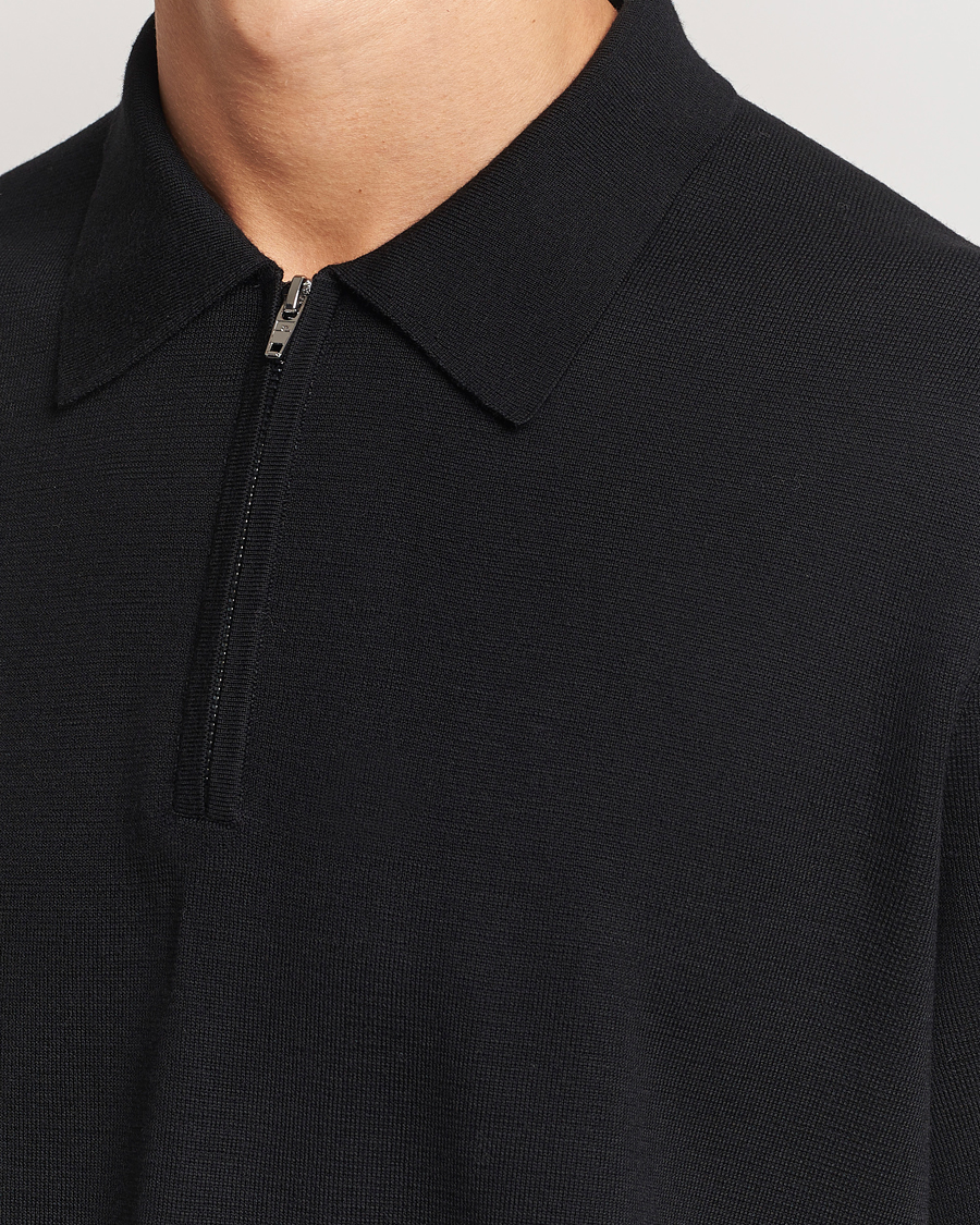 Heren | Truien | J.Lindeberg | Tyler Quarter Zip Knit Polo Black