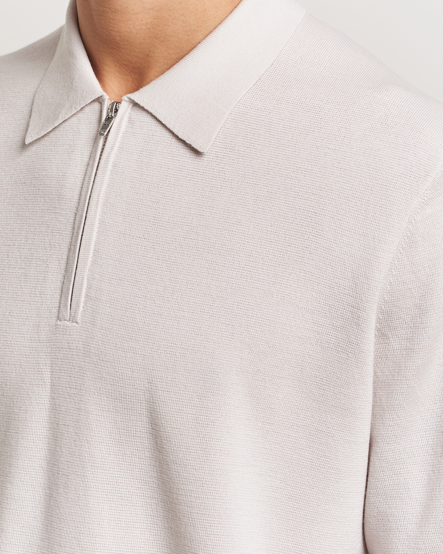 Heren | Truien | J.Lindeberg | Tyler Quarter Zip Knit Polo Moonbeam