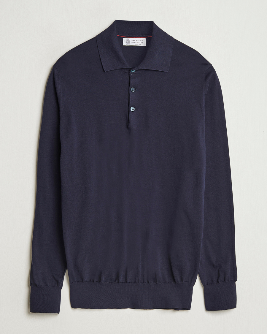 Heren | Truien | Brunello Cucinelli | Long Sleeve Polo Navy