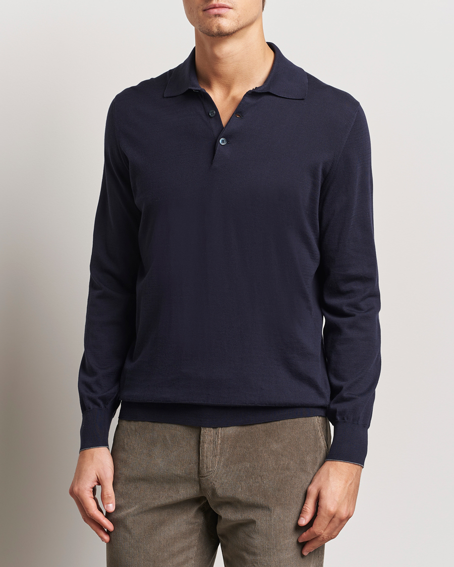 Heren | Truien | Brunello Cucinelli | Long Sleeve Polo Navy
