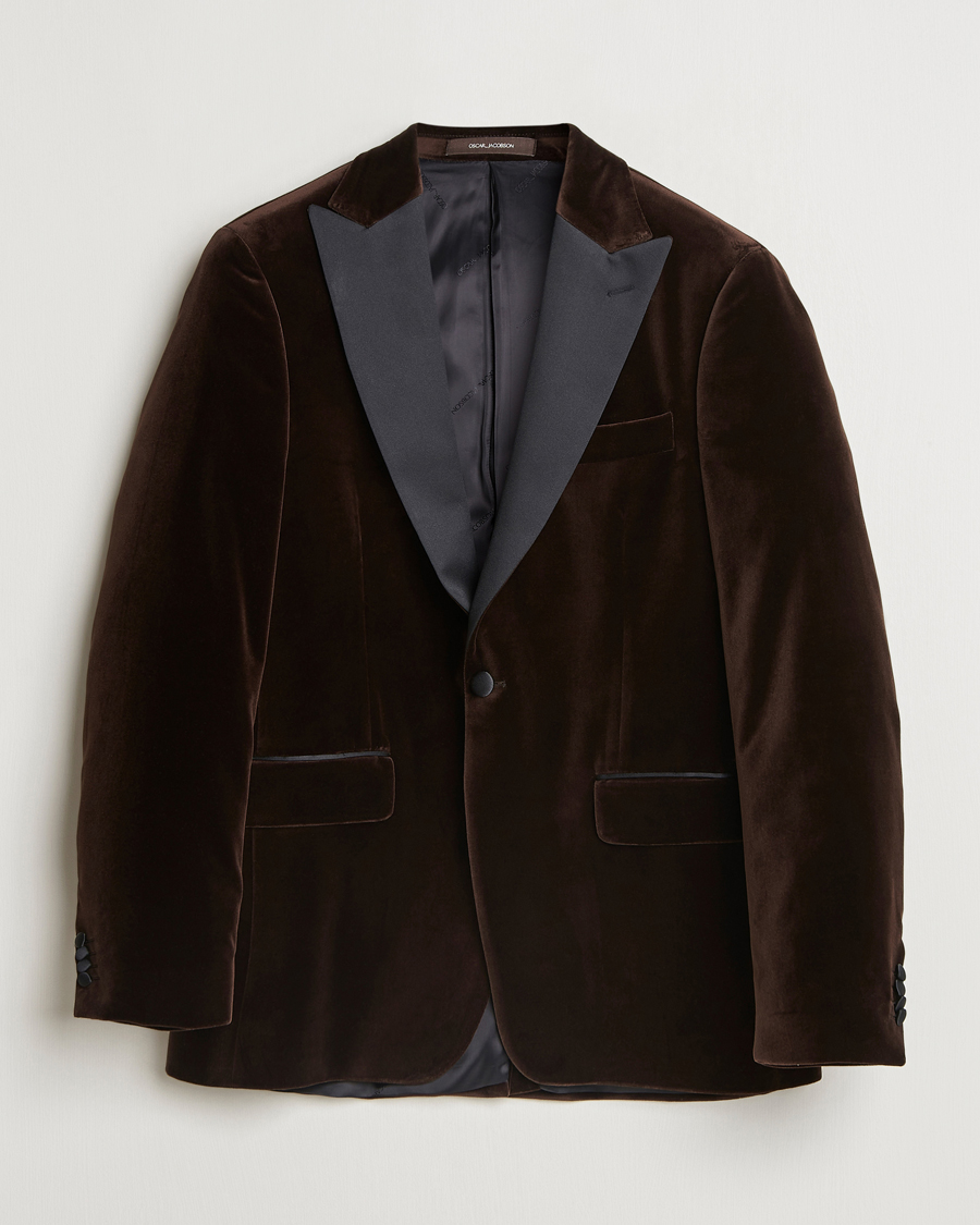 Heren | Blazers | Oscar Jacobson | Frampton Velvet Tuxedo Blazer Brown