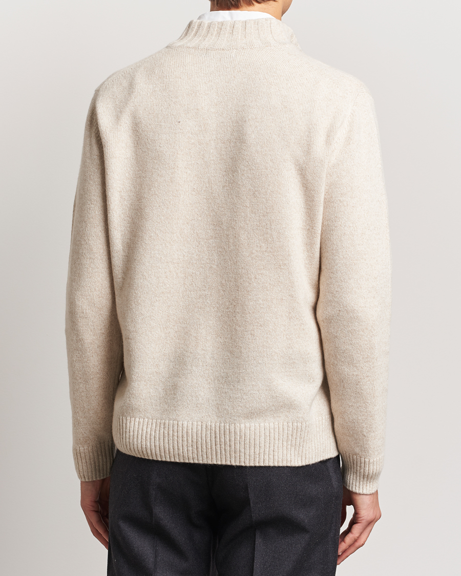 Heren | Truien | Oscar Jacobson | Paul Wool/Cashmere Melange Half Zip Beige