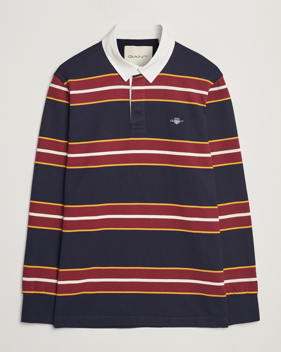 Heren | Truien | GANT | Yarn Dyed Striped Heavy Rugger Evening Blue