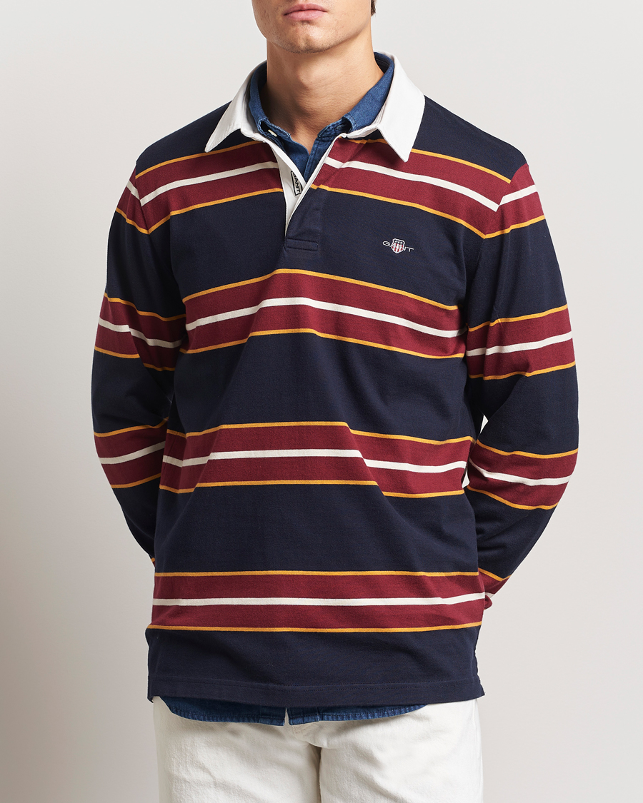 Heren | Truien | GANT | Yarn Dyed Striped Heavy Rugger Evening Blue