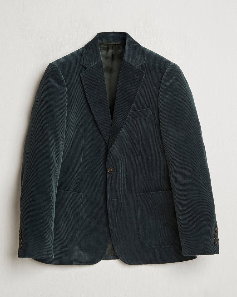 Heren | Blazers | Gant | Slim Corduroy Suit Jacket Tartan Green