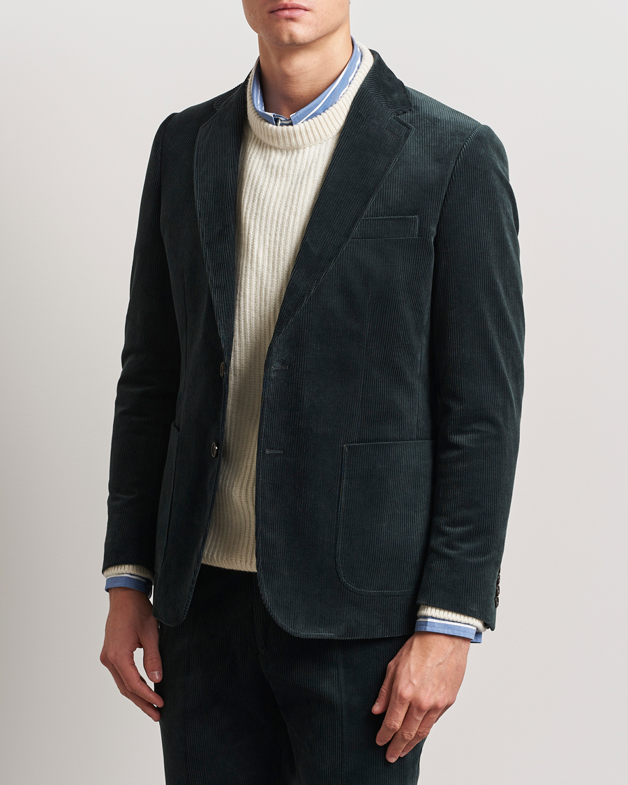 Heren | Blazers | Gant | Slim Corduroy Suit Jacket Tartan Green