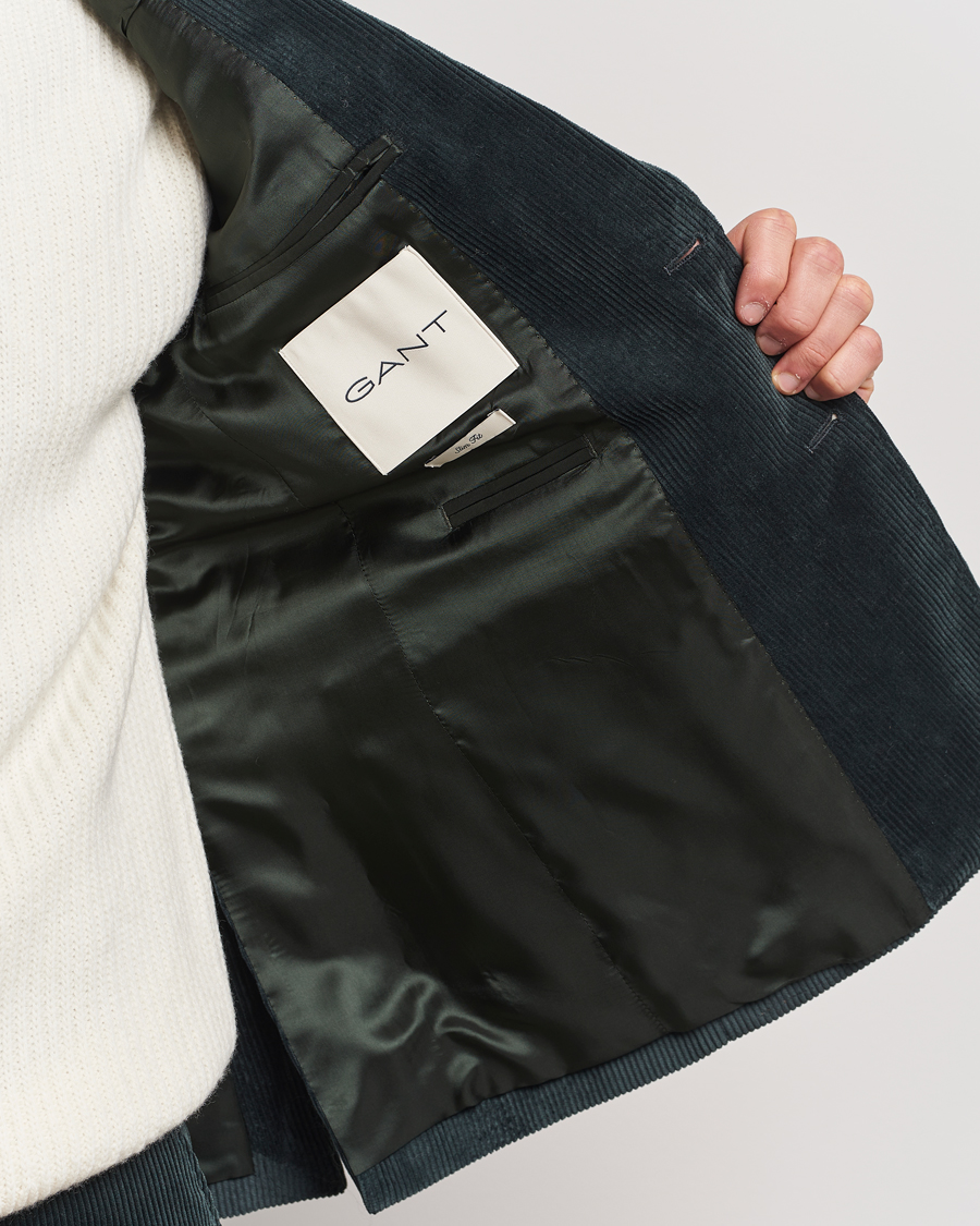 Heren | Blazers | Gant | Slim Corduroy Suit Jacket Tartan Green