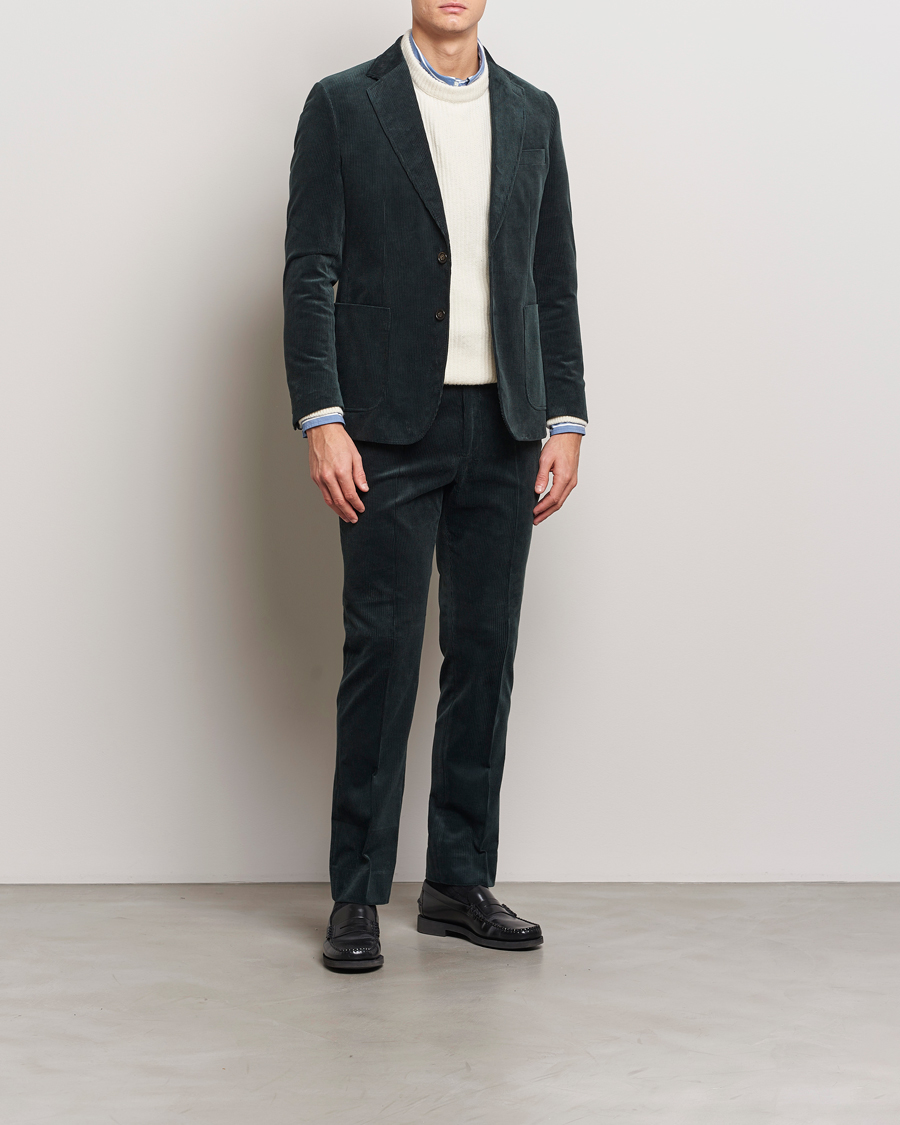 Heren | Broeken | Gant | Slim Corduroy Suit Trousers Tartan Green