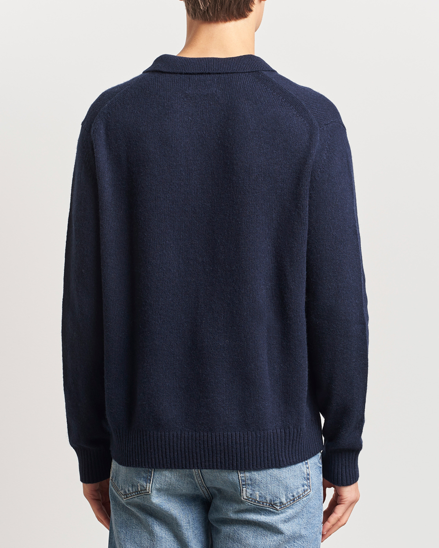 Heren | Truien | GANT | Knitted Wool Polo Evening Blue
