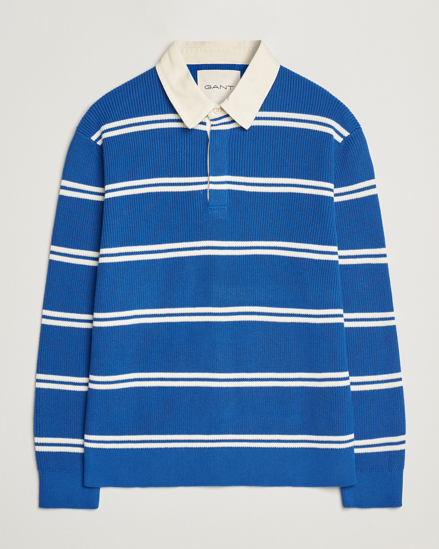 Heren | Truien | GANT | Ribbed Cotton Striped Rugger Lapis Blue