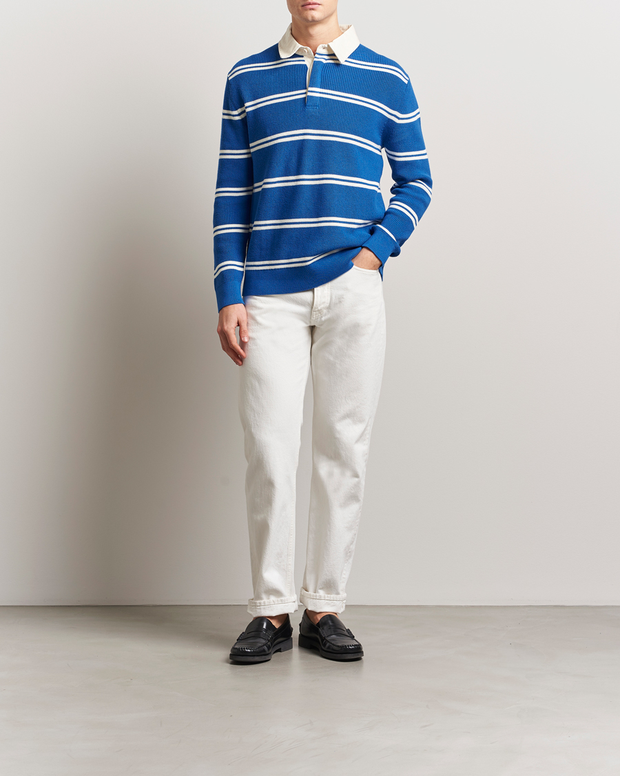 Heren | Truien | GANT | Ribbed Cotton Striped Rugger Lapis Blue