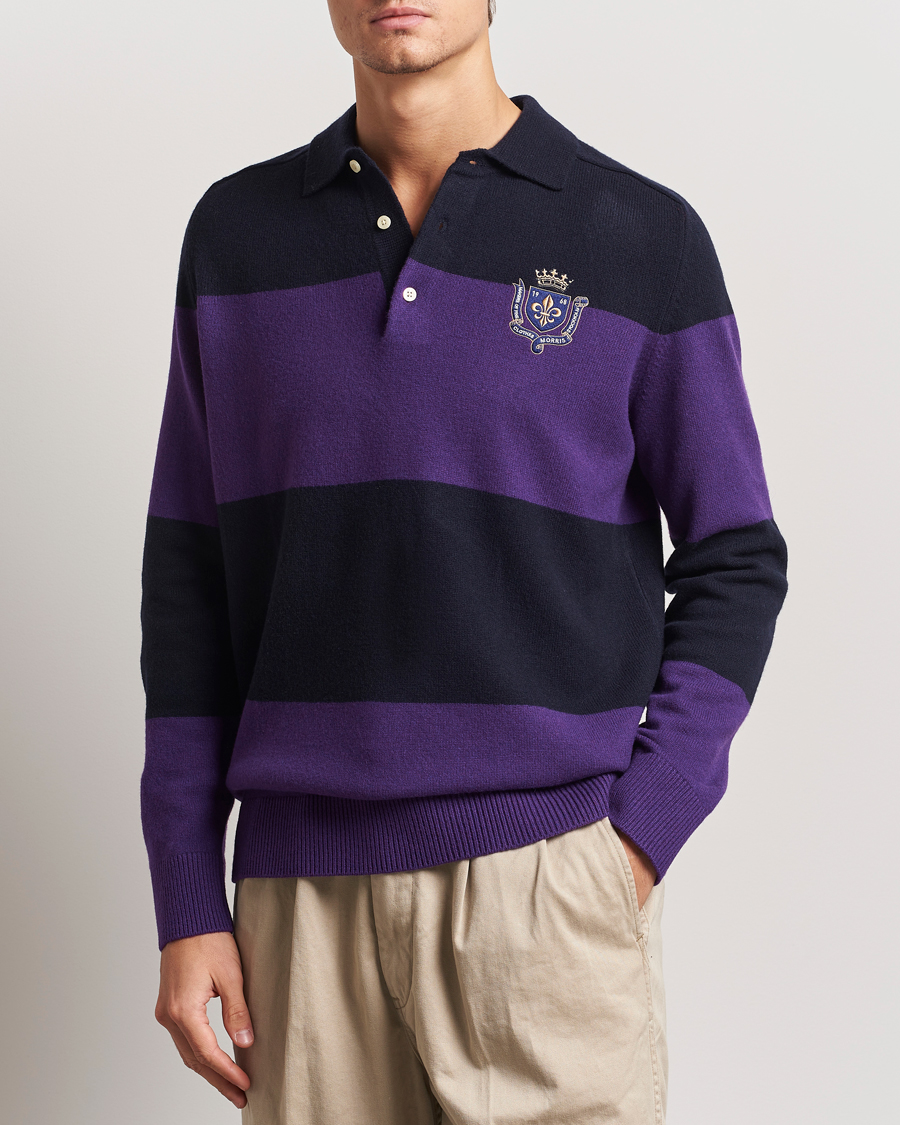 Heren | Truien | Morris | Frank Knitted Rugger Purple