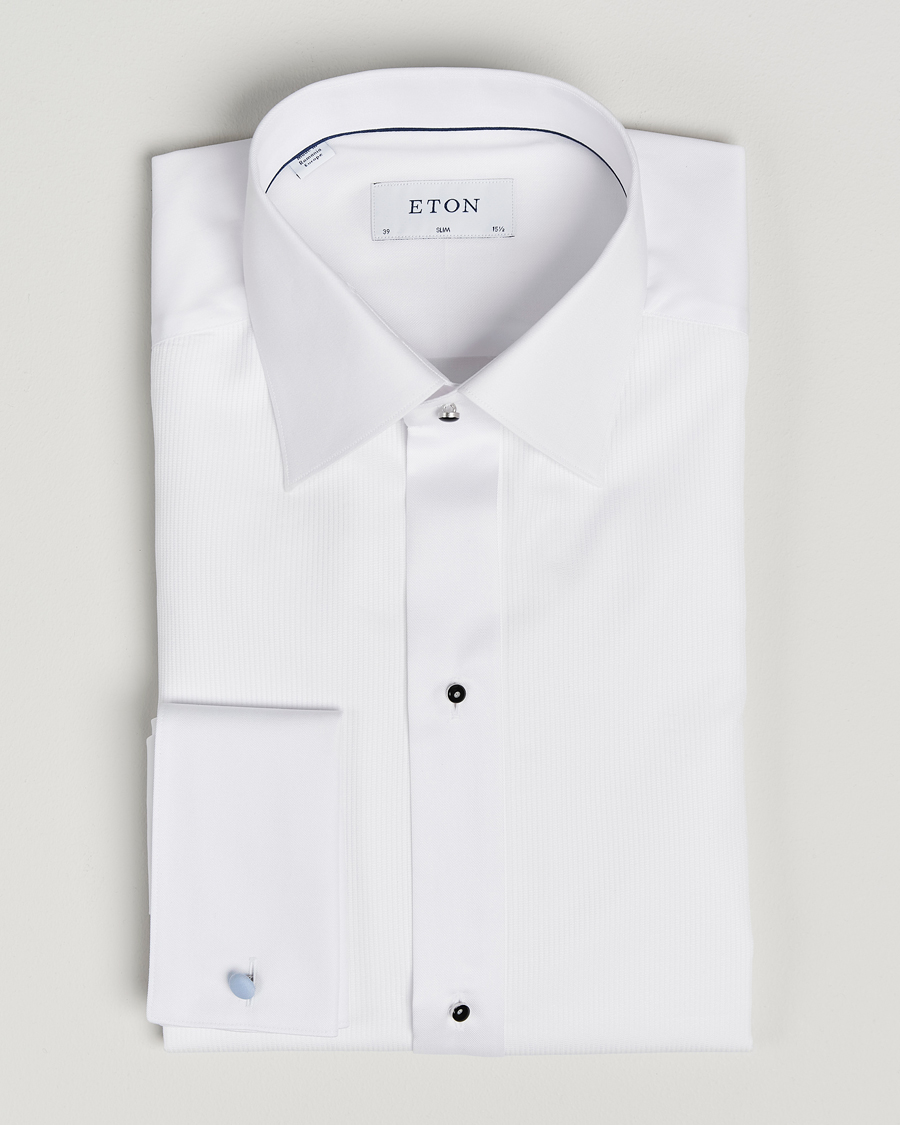 Heren | Overhemden | Eton | Slim Fit Plissé Tuxedo Shirt White
