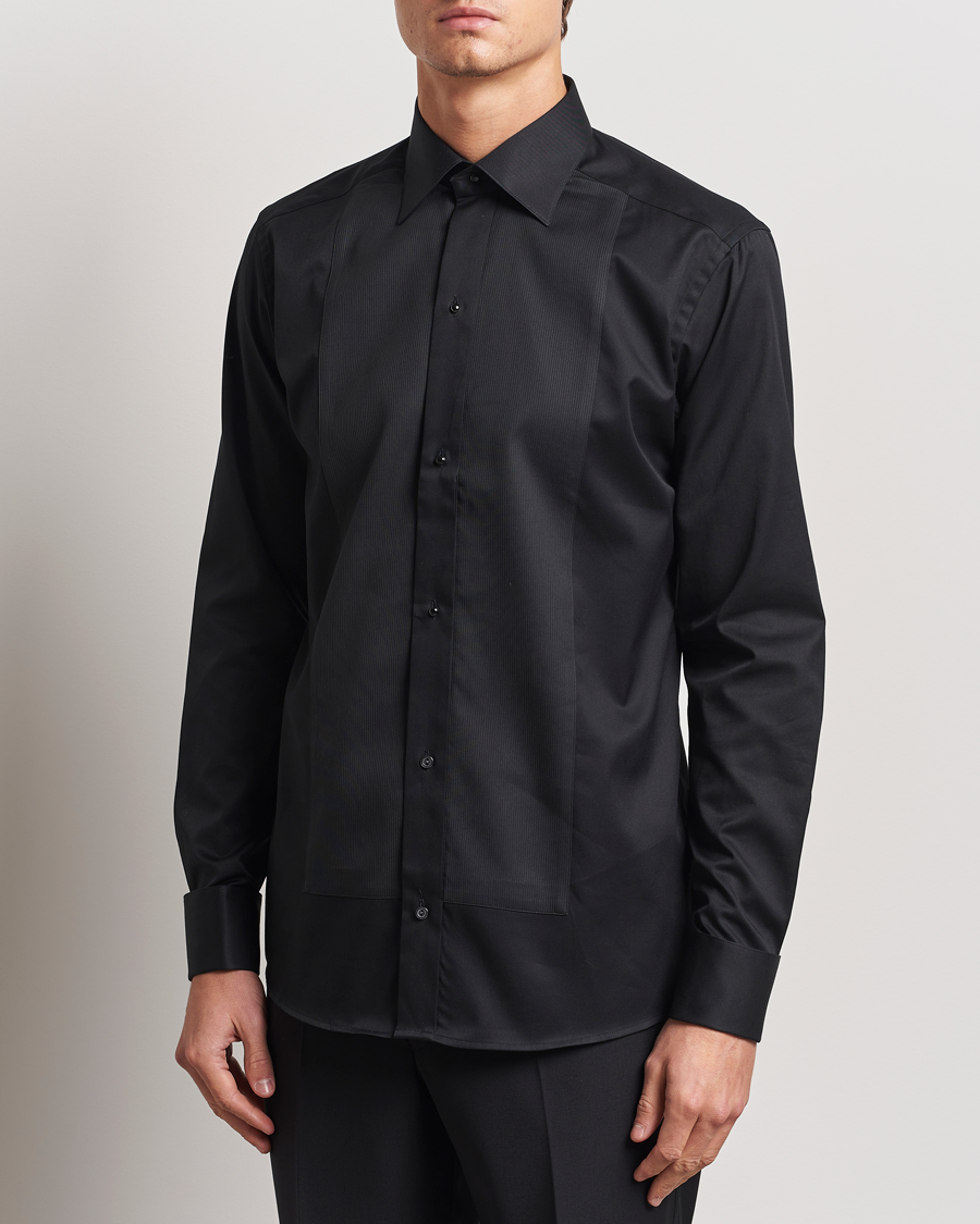 Heren | Overhemden | Eton | Slim Fit Plissé Tuxedo Shirt Black
