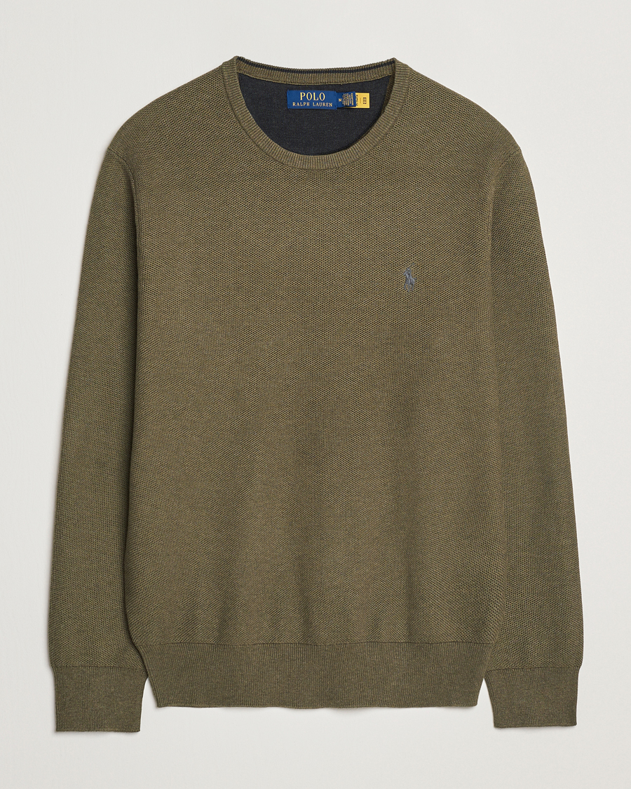 Heren | Truien | Polo Ralph Lauren | Textured Cotton Crew Neck Sweater Cargo Olive Heather