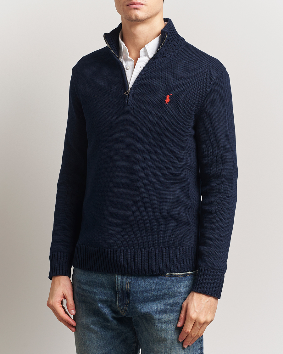 Heren | Truien | Polo Ralph Lauren | Cotton Pullover Half Zip Hunter Navy