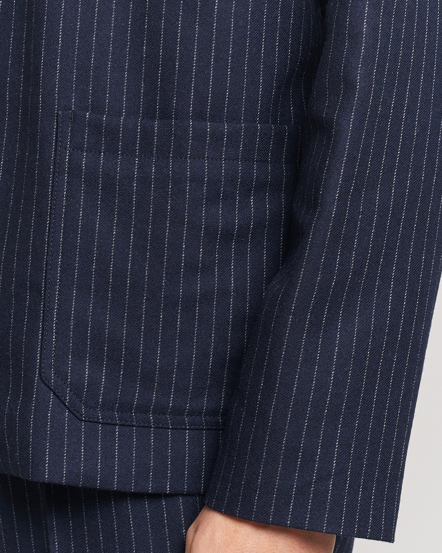 Heren | Jassen | A.P.C. | Wool Pinstriped Shirt Jacket Dark Navy