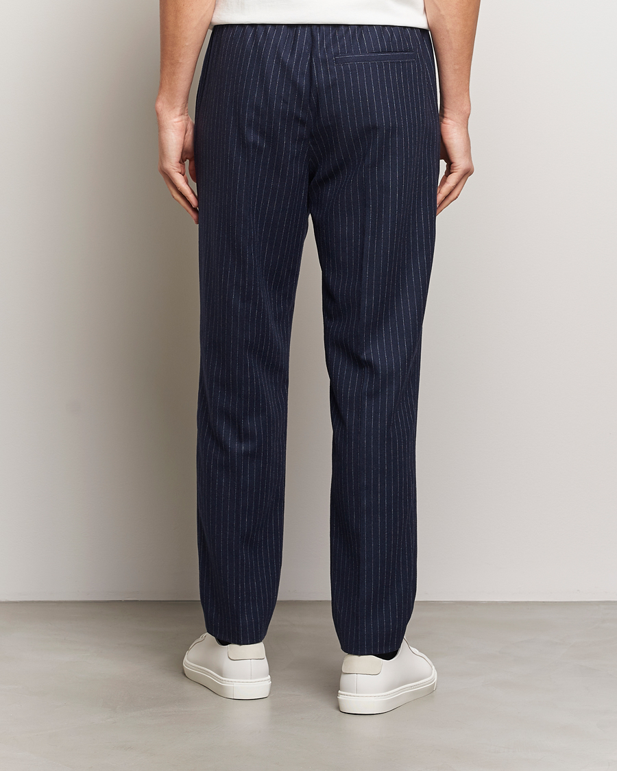 Heren | Broeken | A.P.C. | Wool Pinstriped Drawstring Trousers Dark Navy