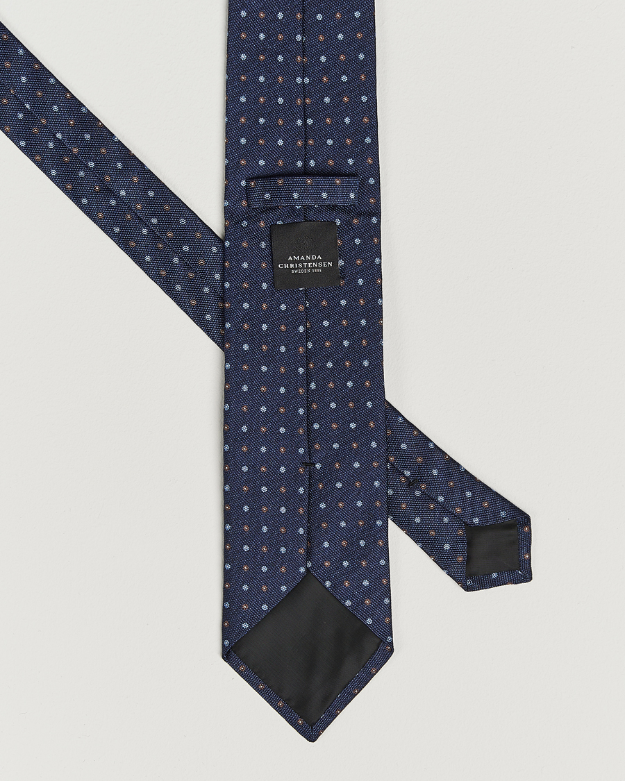 Heren | Stropdassen | Amanda Christensen | Silk Reps Printed Flower 8cm Tie Navy