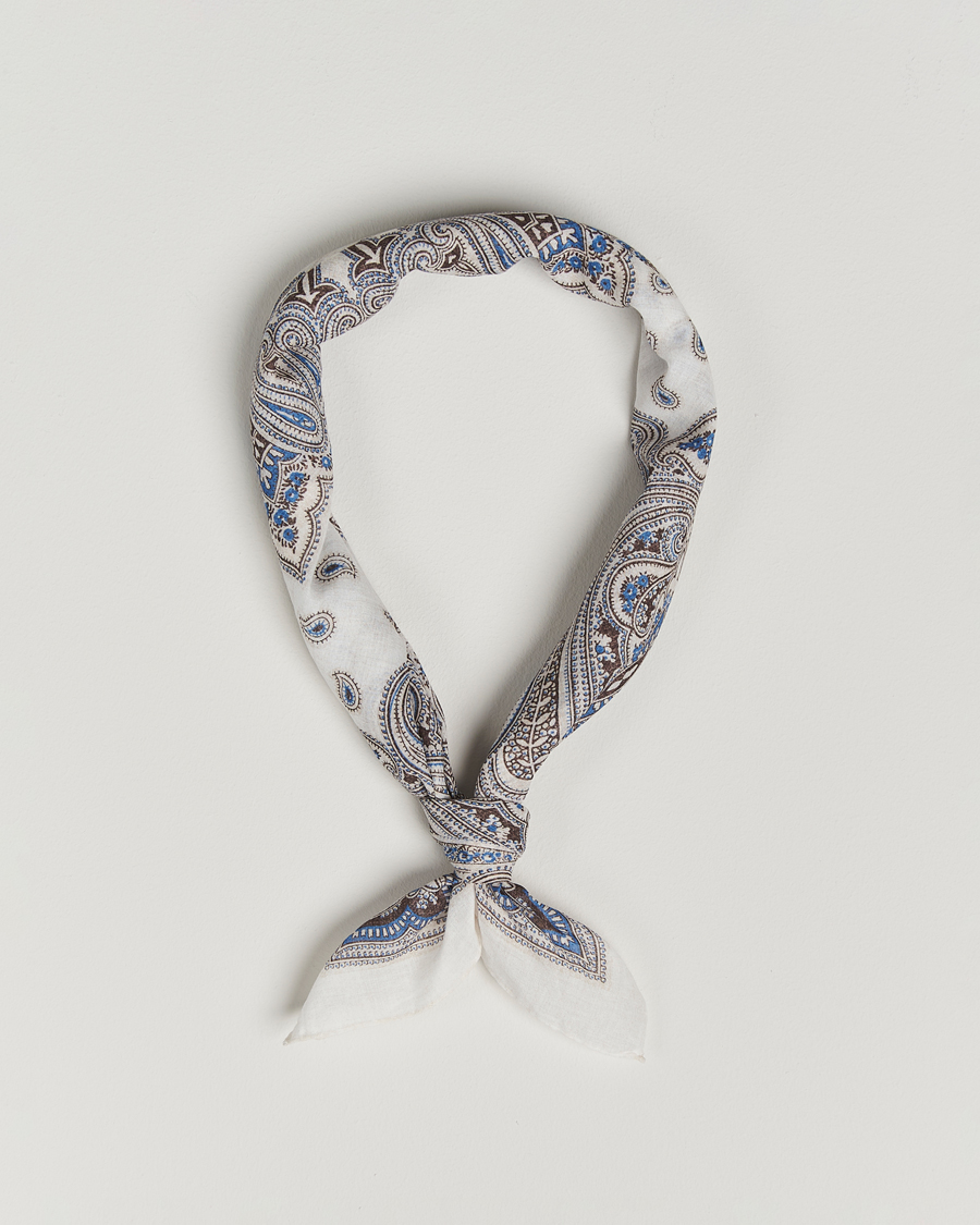 Heren | Sjaals | Amanda Christensen | Cotton Voilé Printed Paisley Bandana Cream