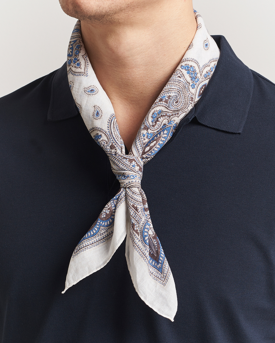 Heren | Sjaals | Amanda Christensen | Cotton Voilé Printed Paisley Bandana Cream