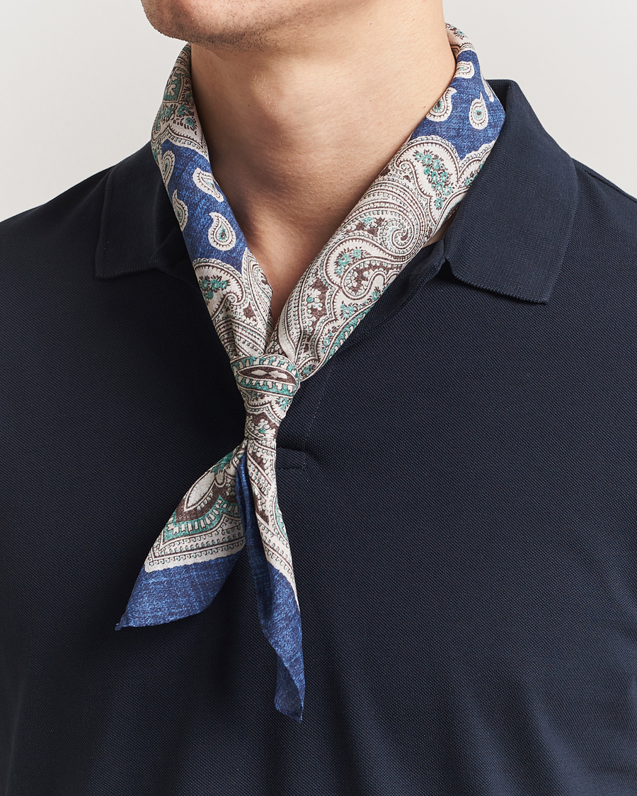 Heren | Sjaals | Amanda Christensen | Cotton Voilé Printed Paisley Bandana Navy