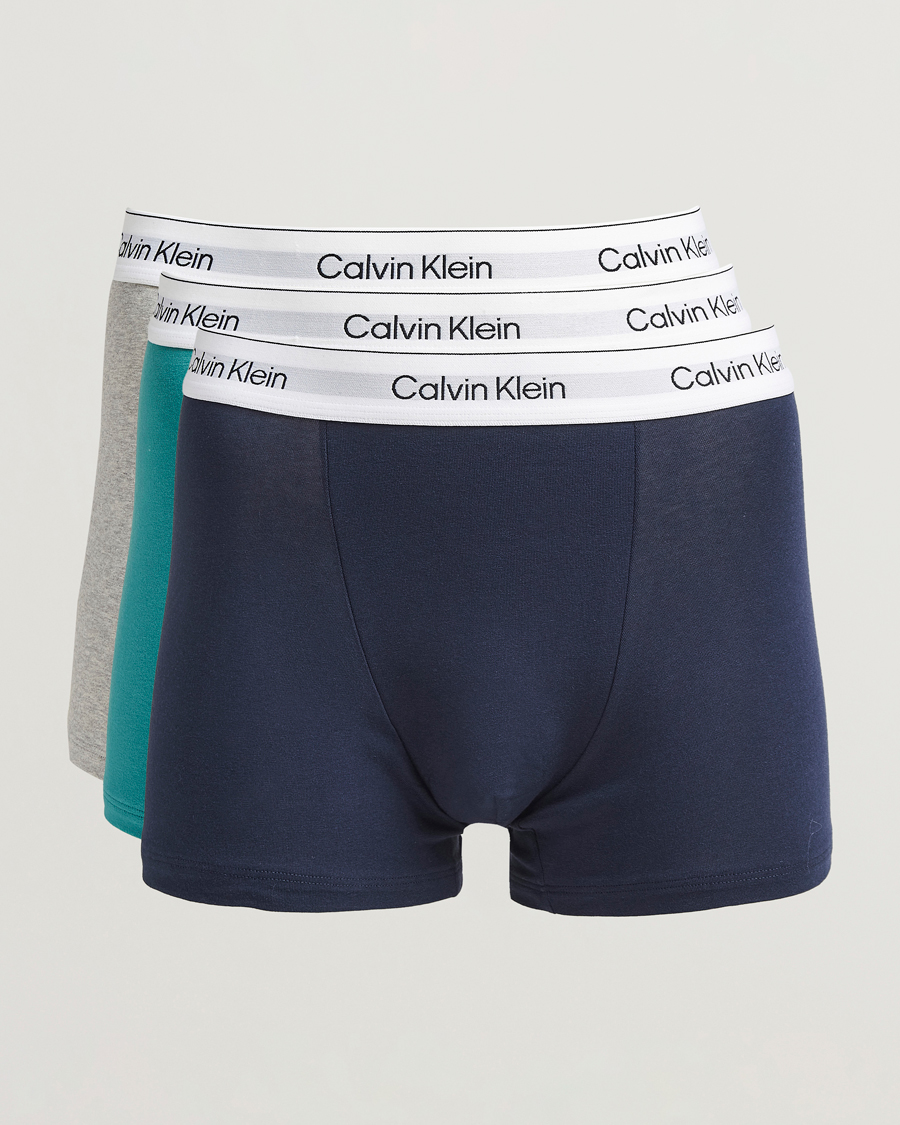 Heren | Ondergoed | Calvin Klein | 3-Pack Icon Cotton Stretch Relaxed Trunk Blue/Grey/Green