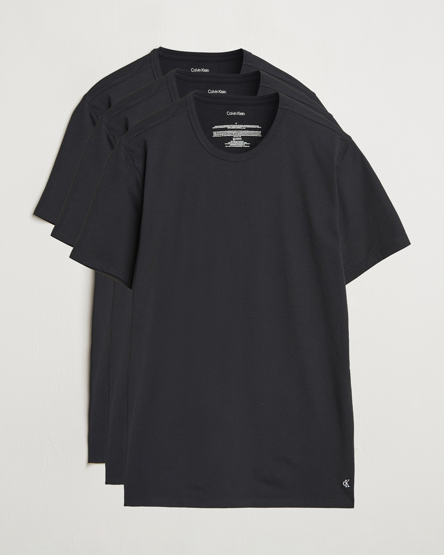 Heren | T-shirts | Calvin Klein | 3-Pack Cotton Stretch Crew Neck T-Shirt Black