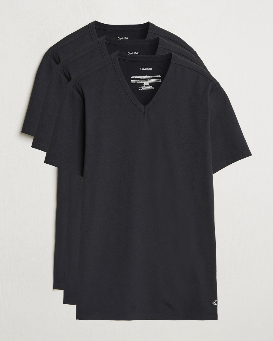 Heren | T-shirts | Calvin Klein | 3-Pack Cotton Stretch V-Neck T-Shirt Black
