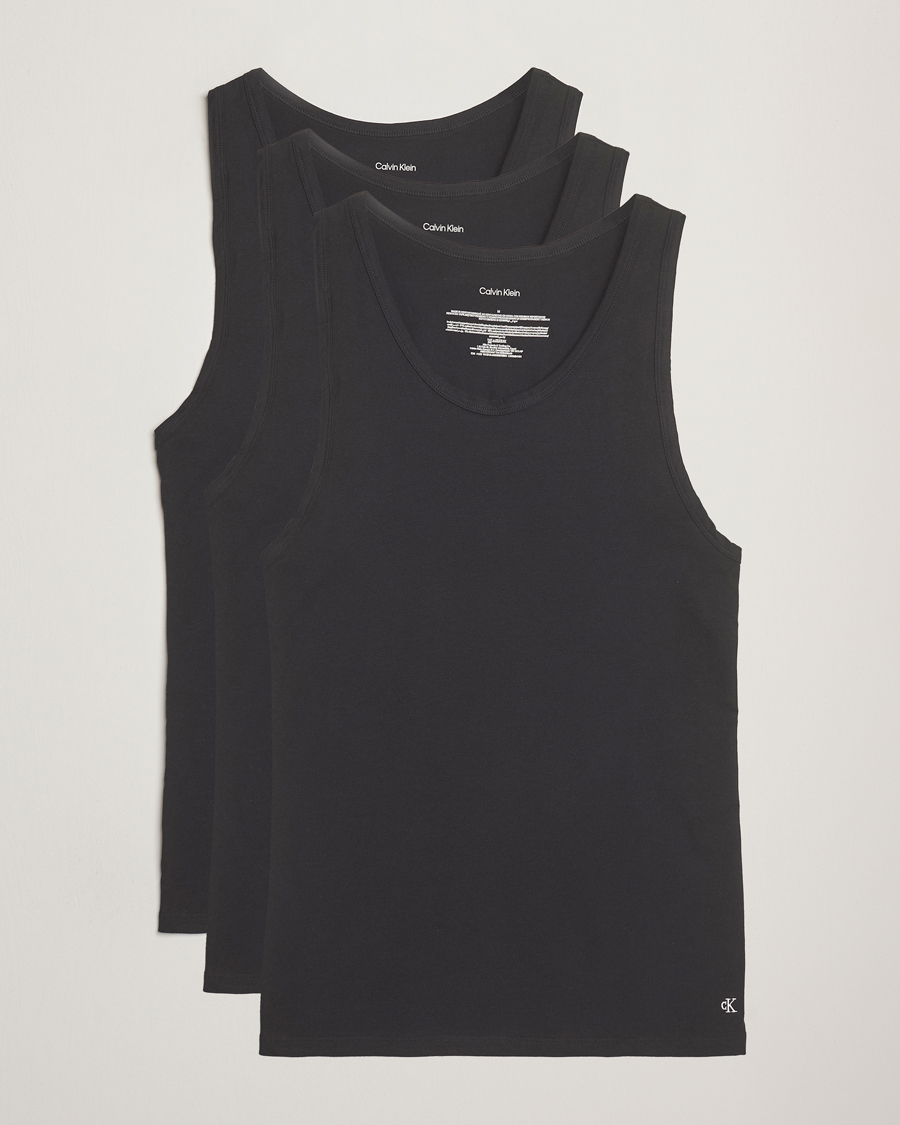 Heren | T-shirts | Calvin Klein | 3-Pack Cotton Tank Top Black
