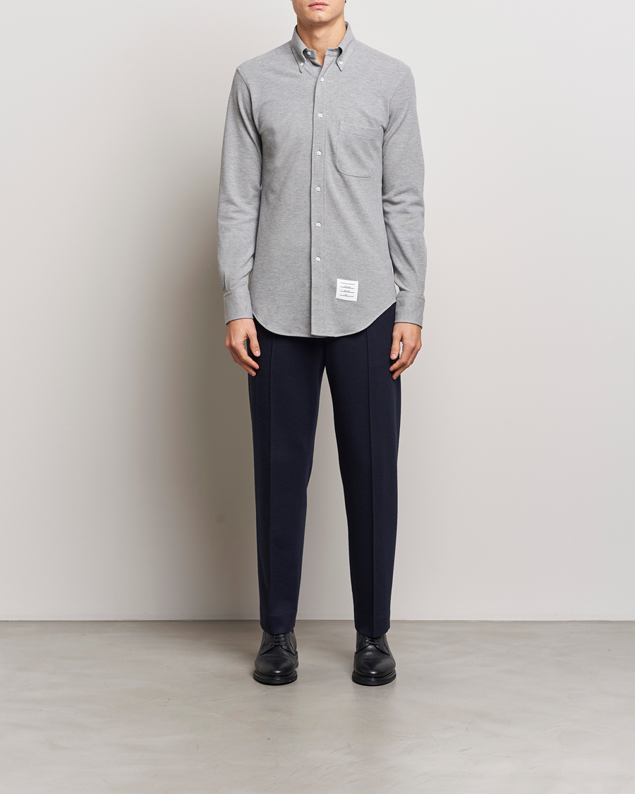 Heren | Overhemden | Thom Browne | Button Down Piquet Shirt Light Grey