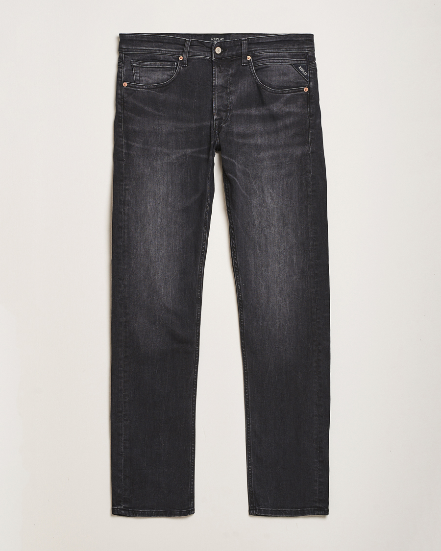 Heren | Jeans | Replay | Grover Straight Fit Stretch Jeans Washed Black