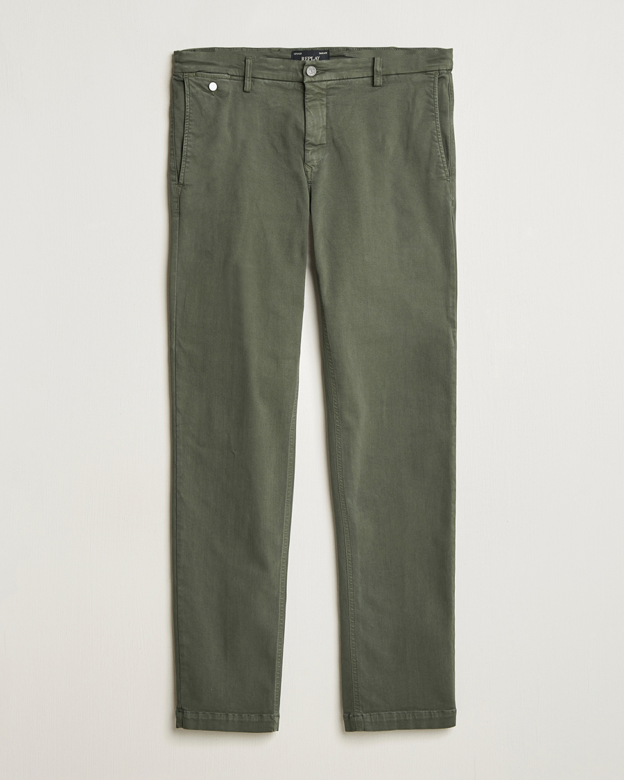 Heren | Broeken | Replay | Benni Hyperflex X-Lite Chinos Dark Green