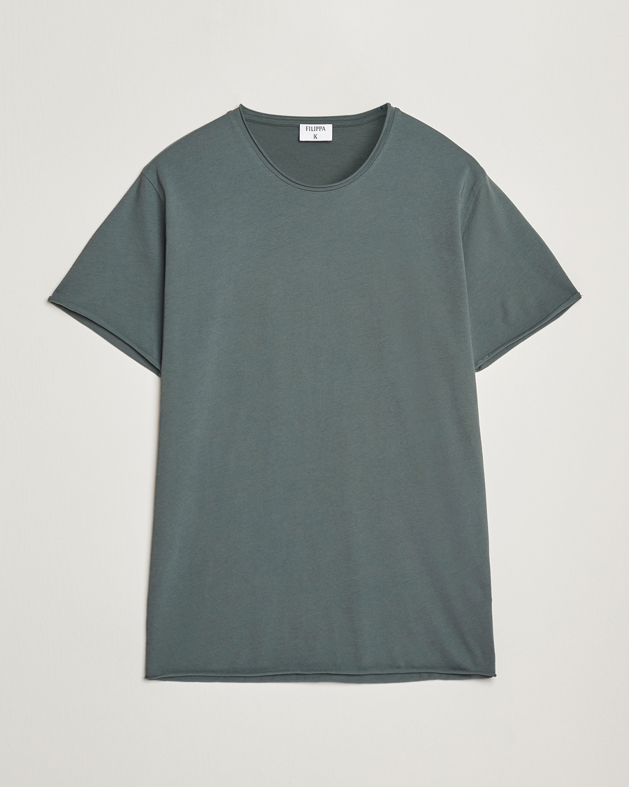Heren | T-shirts | Filippa K | Roll Neck Crew Neck T-Shirt Green Grey