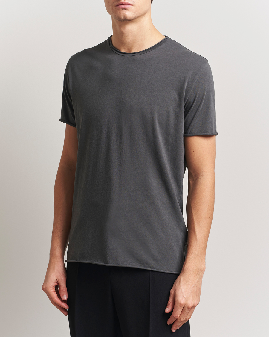 Heren | T-shirts | Filippa K | Roll Neck Crew Neck T-Shirt Charcoal Grey