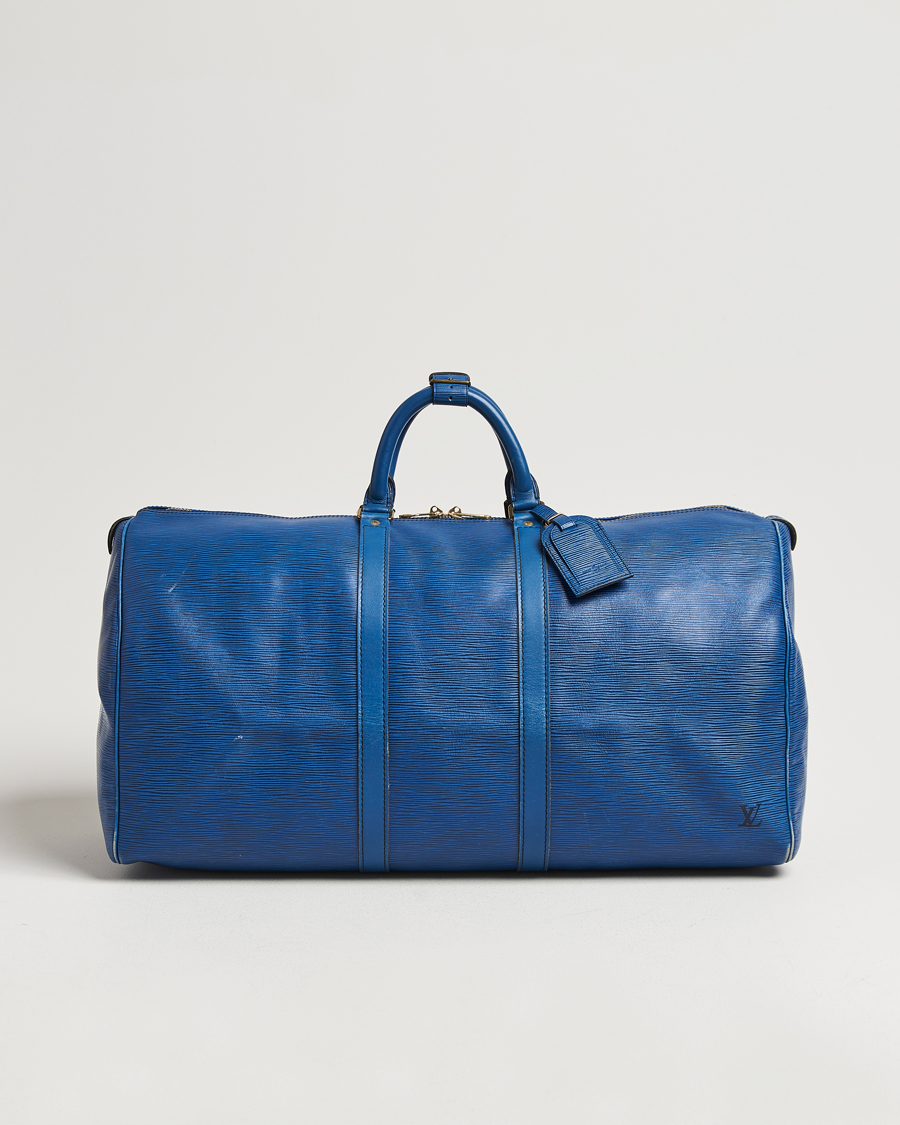 Heren | Louis Vuitton Pre-Owned Keepall 55 EPI Leather Bag Blue | Louis Vuitton Pre-Owned | Keepall 55 EPI Leather Bag Blue