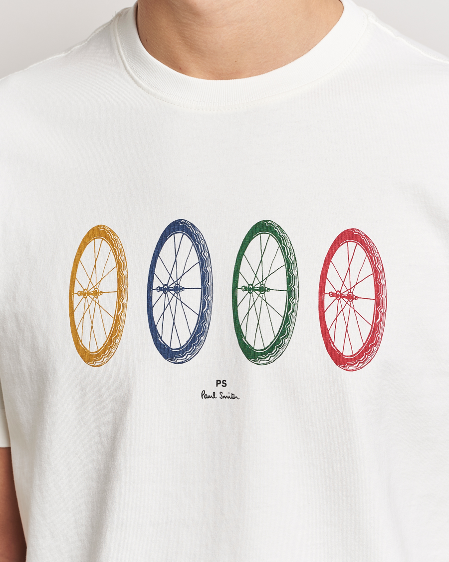 Heren | T-shirts | PS Paul Smith | Bike Tyres Crew Neck T-Shirt White